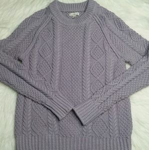 LL Bean Chunky Cable Knit Sweater Lavender Medium